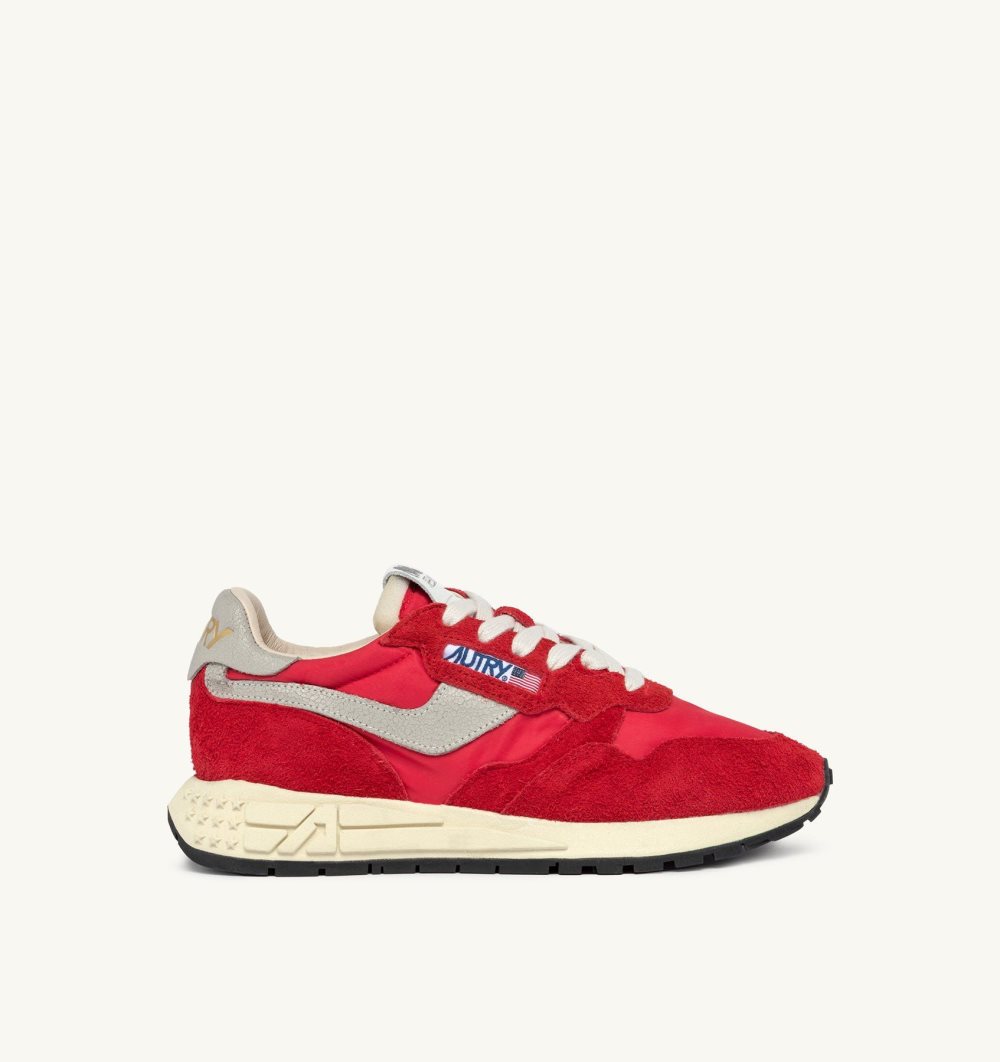 Autry Reelwind Low Sneakers Nylon Suede Sneakers Uomo Rosse | 48973-YDSX