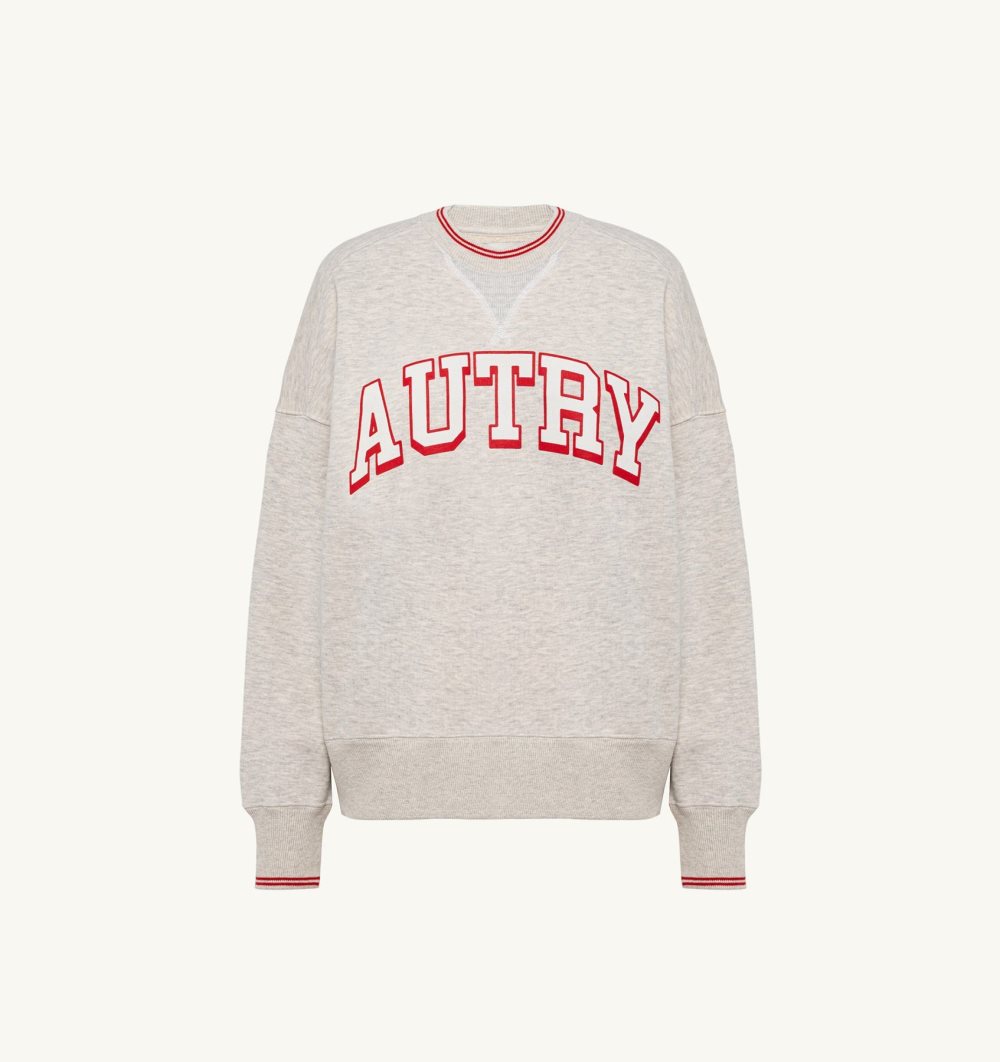 Autry Relaxed Fit Crew Neck Sweatshirt Cotton Top Donna Grigie | 03172-EVWD