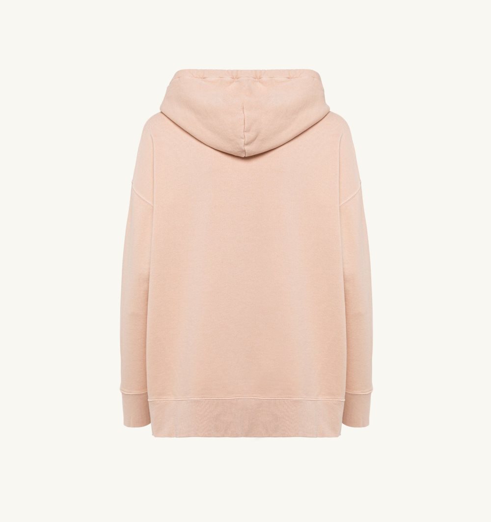 Autry Relaxed Fit Hooded Sweatshirt Cotton Jersey Embossed Logo Top Donna Rosa | 78621-OPJV