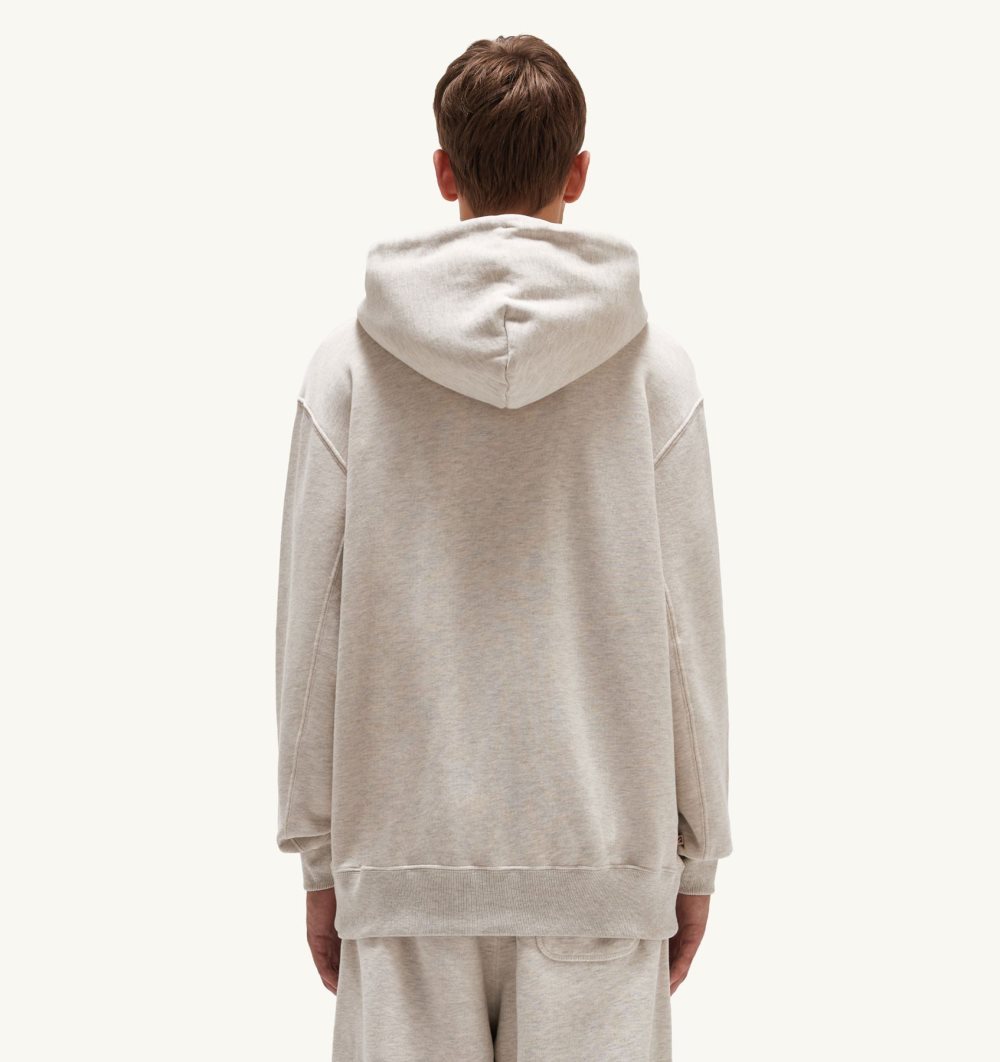 Autry Relaxed Fit Hooded Sweatshirt Melange Gauzed Cotton Jersey Top Uomo Grigie | 02634-EOBH