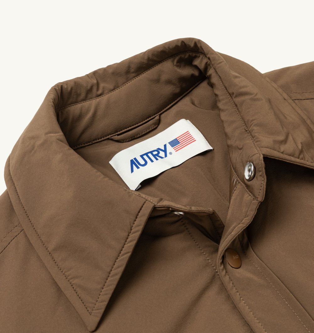 Autry Shirt Jacket Padded Nylon Top Uomo Marrone | 46790-JHWR