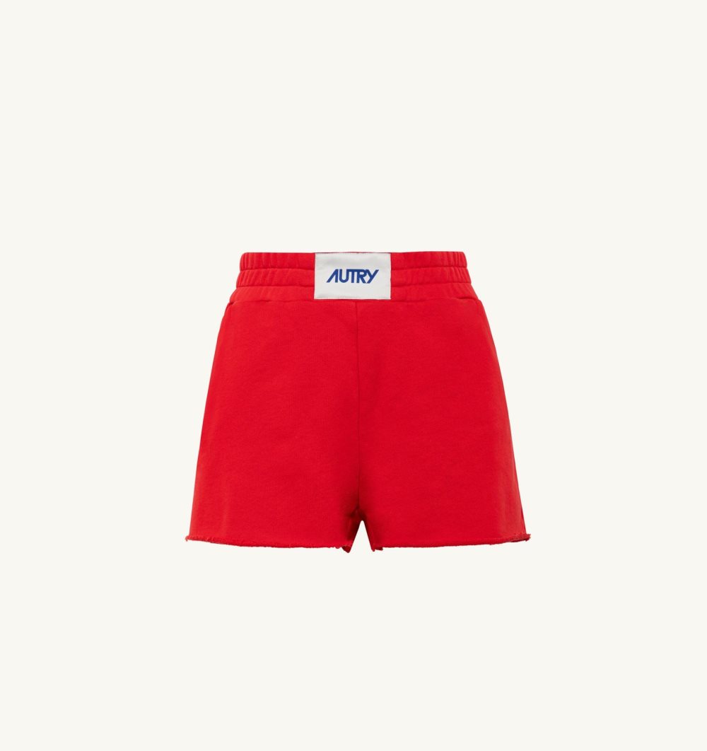 Autry Shorts Jersey Di Rosso Cotton Pantaloni Donna Rosse | 46830-PRJF