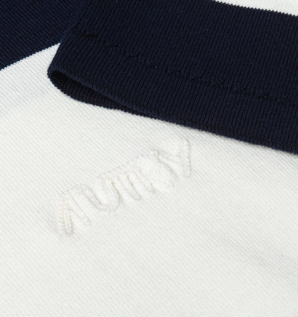 Autry Striped Crepe Knit T-shirt Top Uomo Bianche Blu | 79412-UZEY