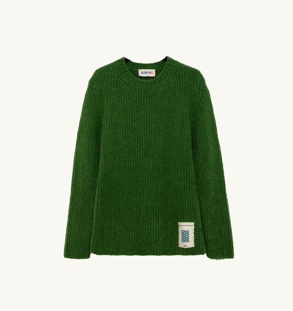 Autry Sweater Fisherman Knit Top Uomo Verdi | 15908-CHAS