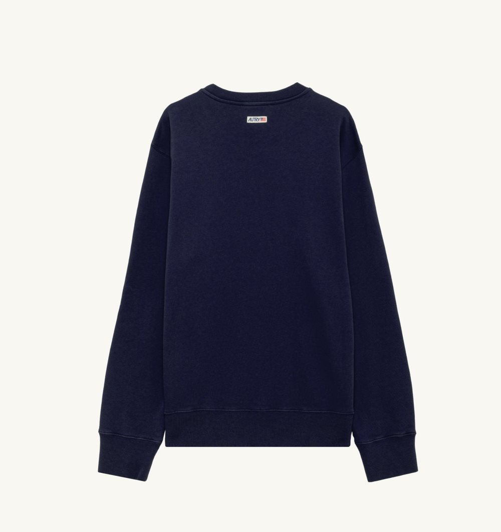 Autry Sweatshirt Jersey Label Top Uomo Blu | 79026-CRNG