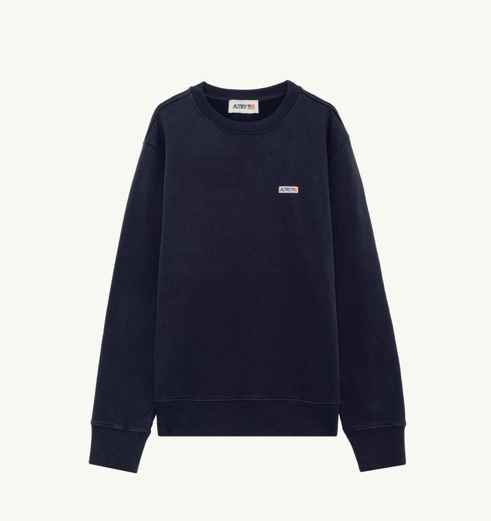 Autry Sweatshirt Jersey Label Top Uomo Blu | 79026-CRNG