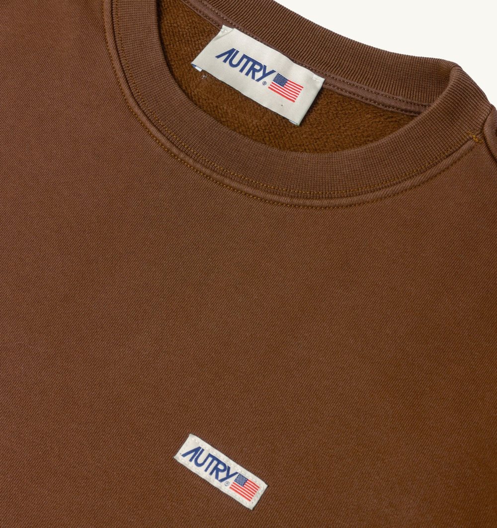 Autry Sweatshirt Jersey Label Top Uomo Marrone | 05937-JYTZ