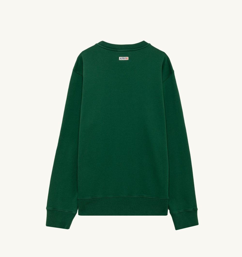 Autry Sweatshirt Jersey Label Top Uomo Verdi | 76852-QHBL