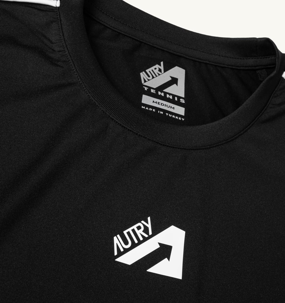 Autry Tennis T-shirt Contrast Piping Top Uomo Nere | 14275-MJFL