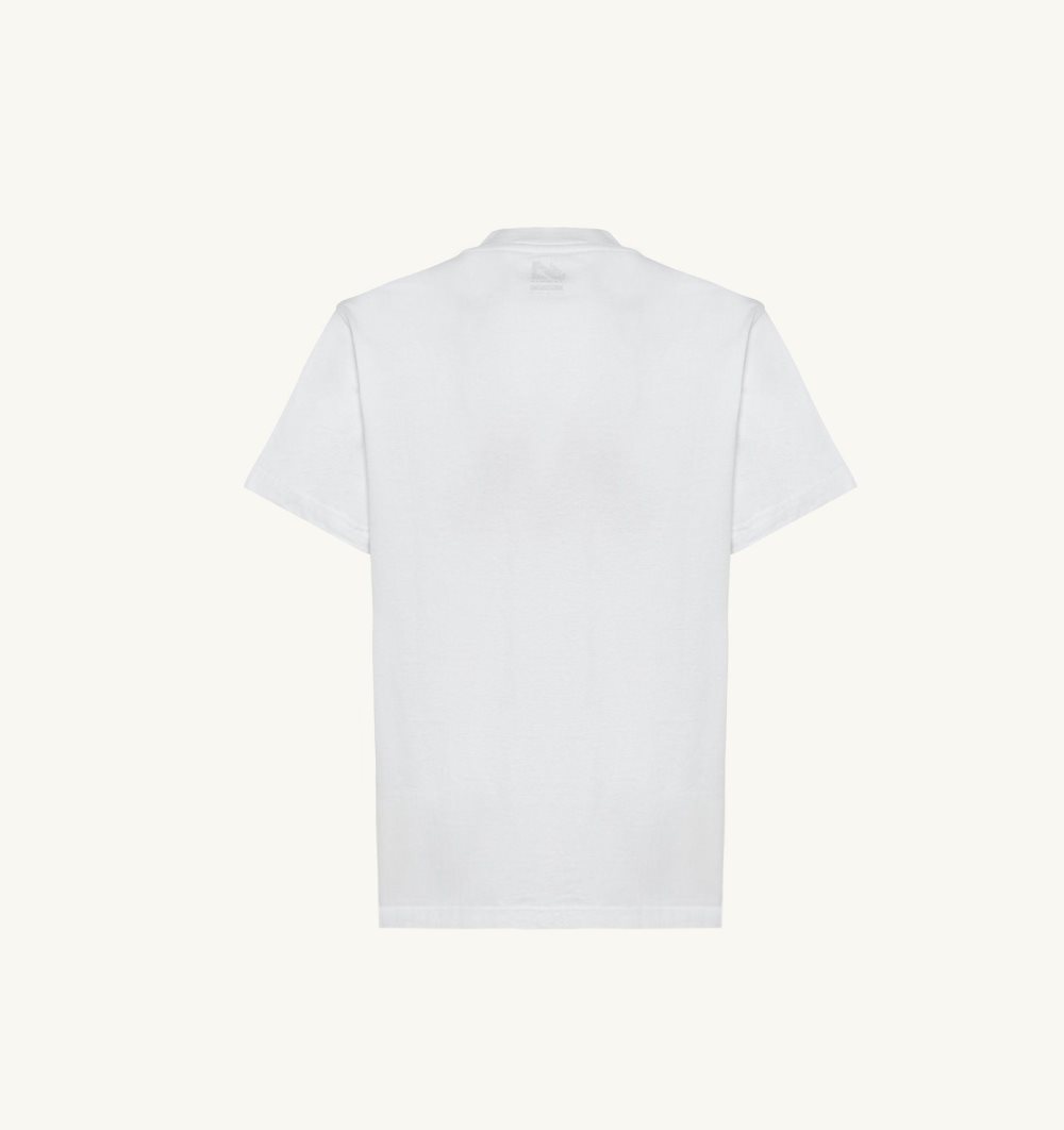 Autry Tennis T-shirt Cotton Jersey Top Uomo Bianche | 52301-PFEK