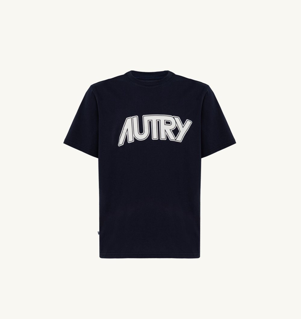 Autry T-shirt Cotton Jersey Top Uomo Blu | 16823-HSIX