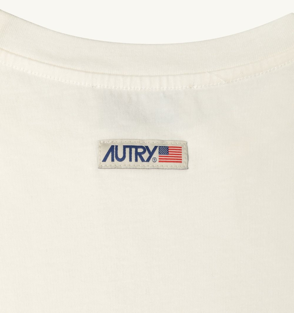 Autry T-shirt Cotton Label Top Donna Bianche | 54219-EGLT