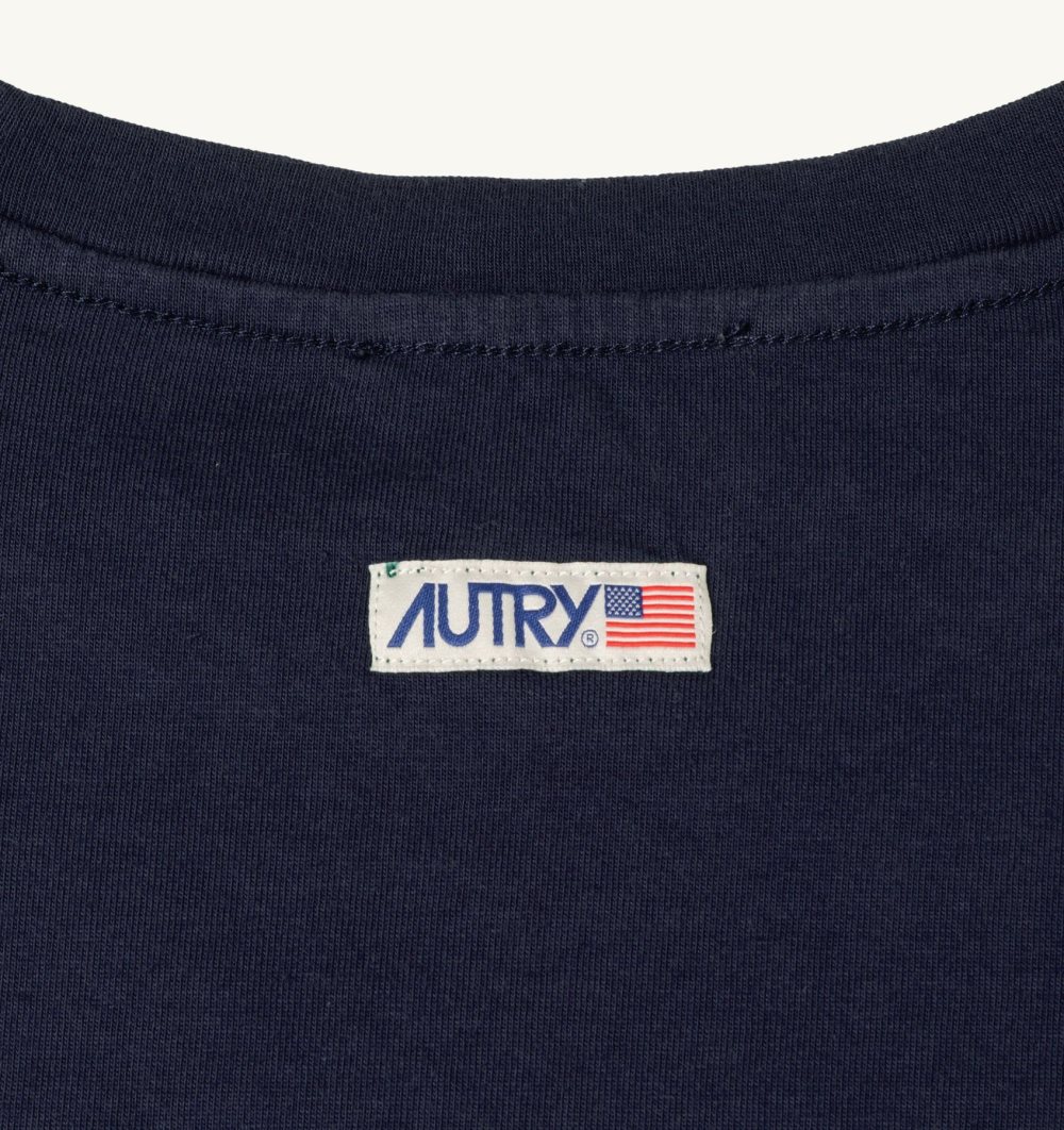 Autry T-shirt Cotton Label Top Donna Blu | 21903-QAWB