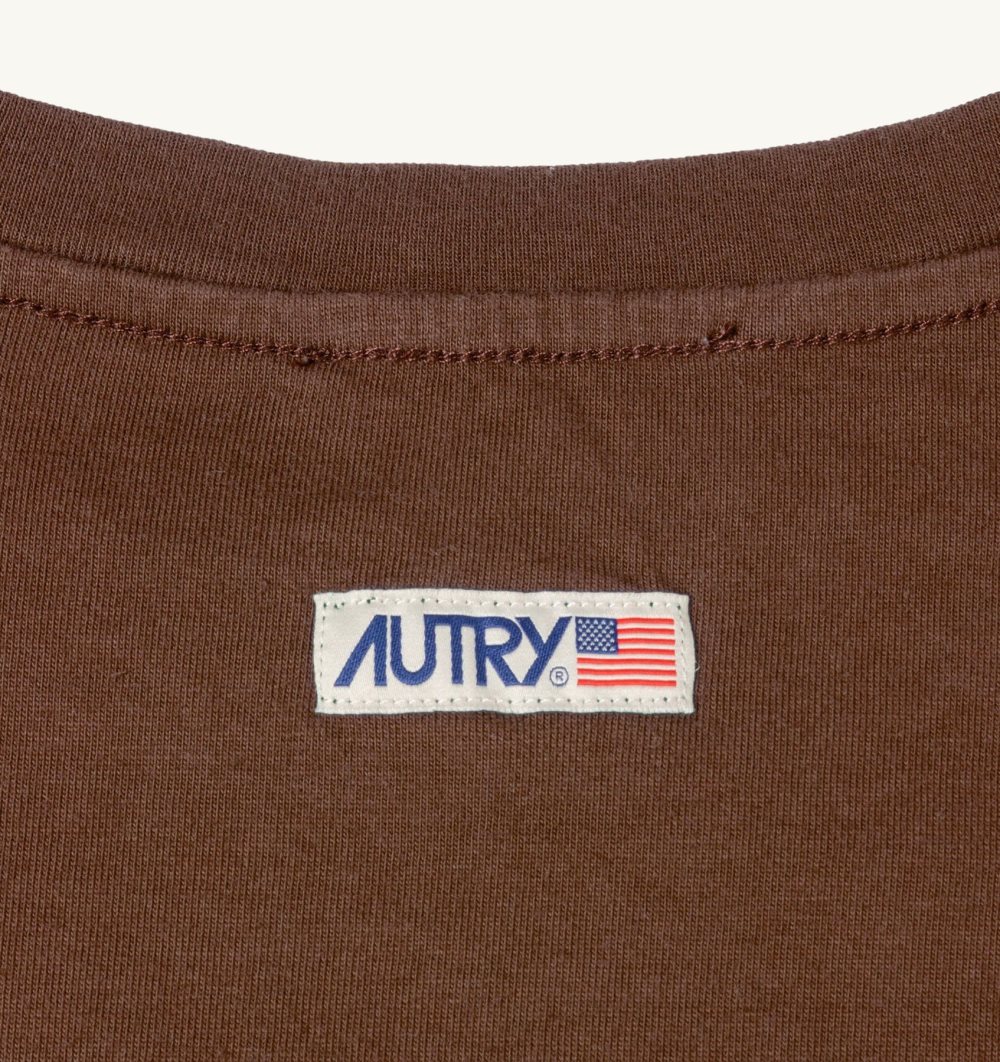 Autry T-shirt Cotton Label Top Donna Marrone | 87014-SXPV