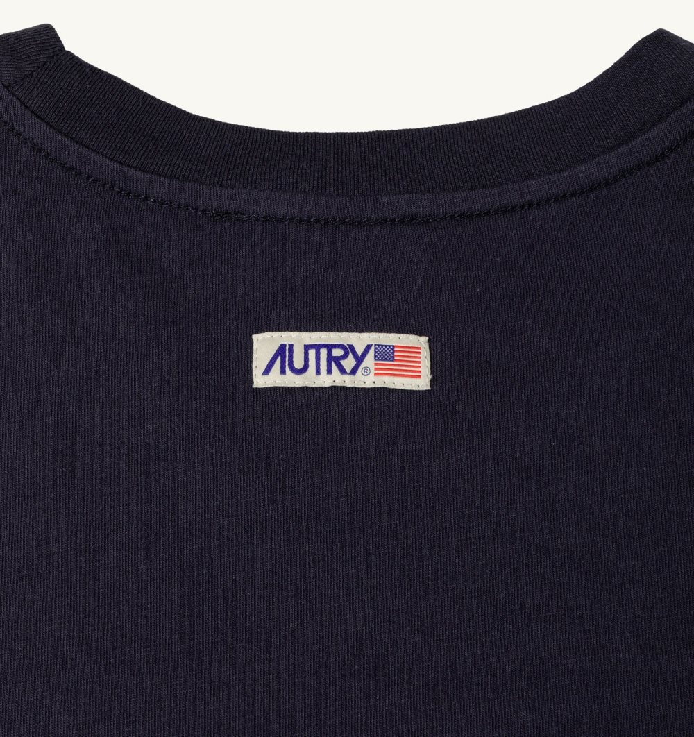 Autry T-shirt Cotton Label Top Uomo Blu | 49876-NSKL