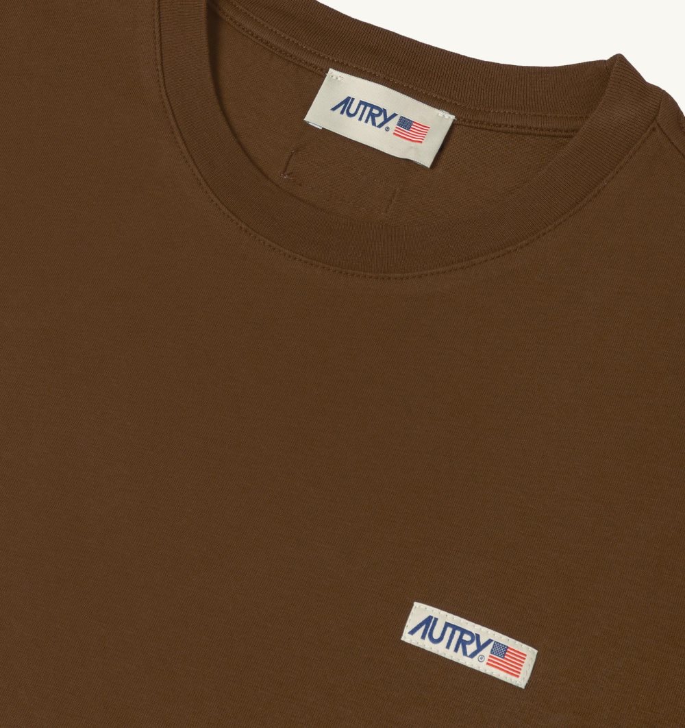 Autry T-shirt Cotton Label Top Uomo Marrone | 43562-YOSI