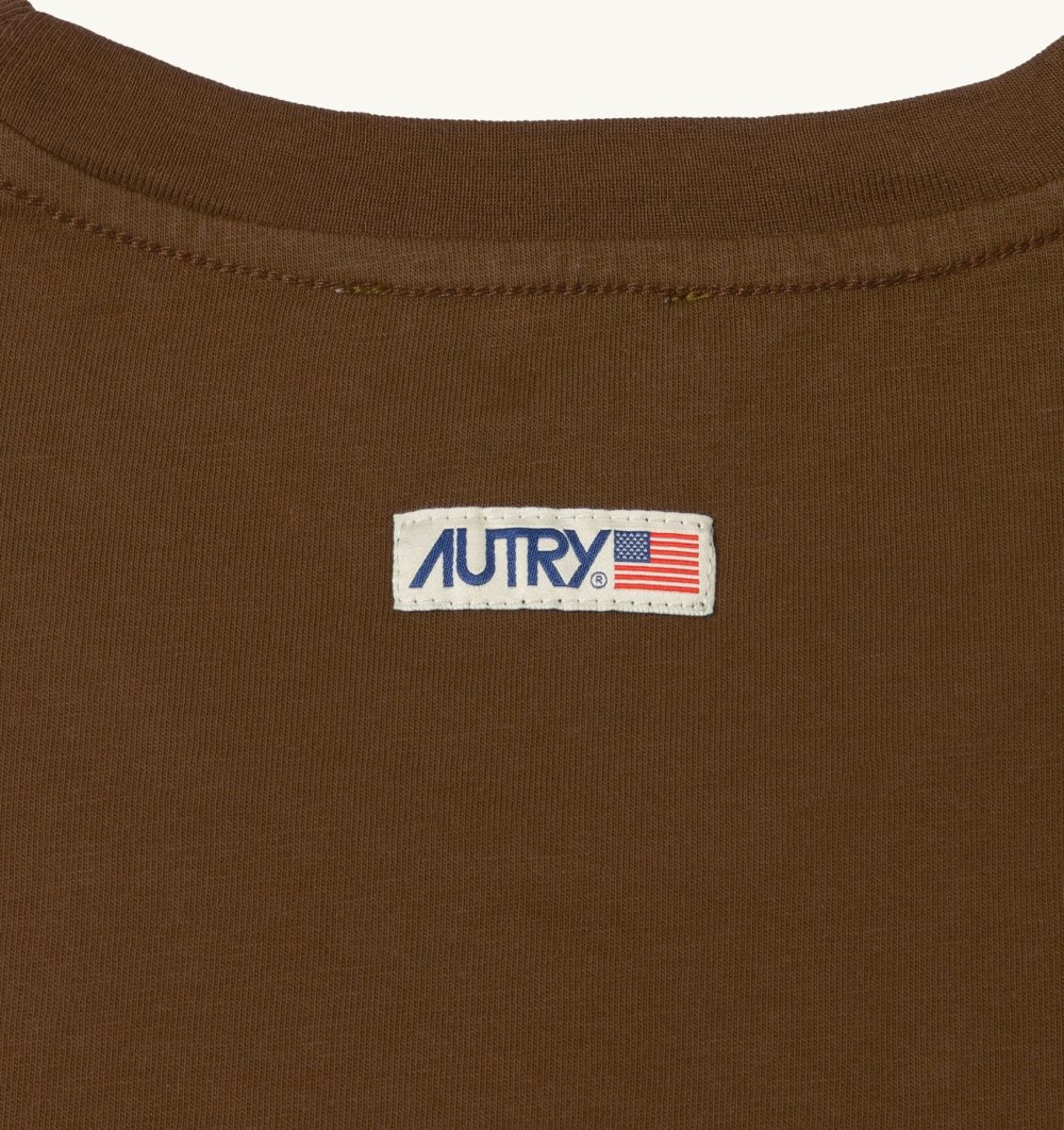 Autry T-shirt Cotton Label Top Uomo Marrone | 43562-YOSI