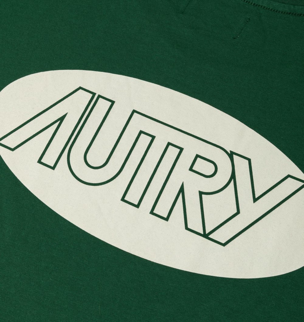 Autry T-shirt Cotton Printed Logo Top Uomo Verdi | 29605-HPJV