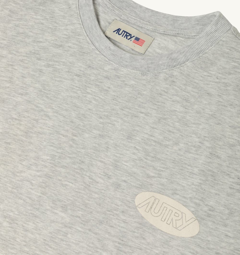 Autry T-shirt Cotton Printed Logo Top Uomo Grigie | 10739-UNGM