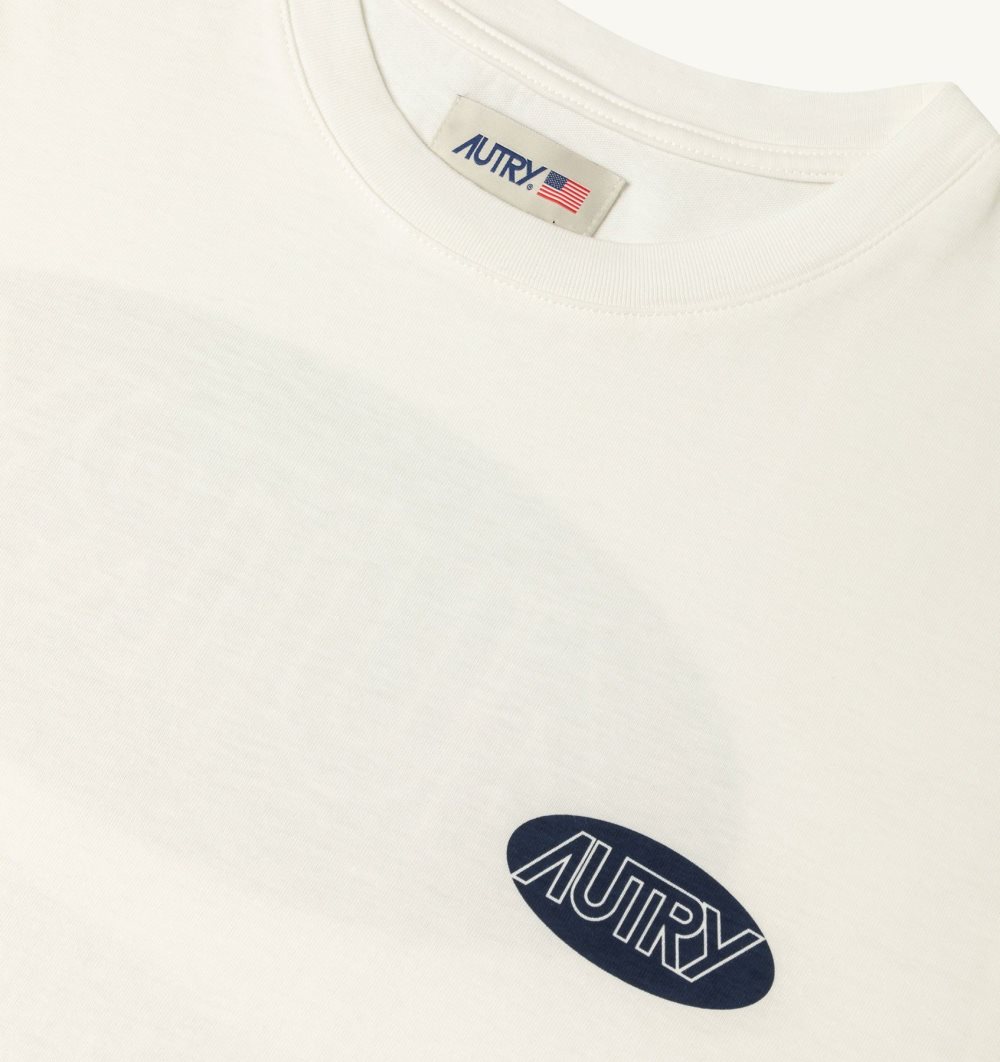 Autry T-shirt Cotton Printed Logo Top Uomo Bianche | 04965-EUBO