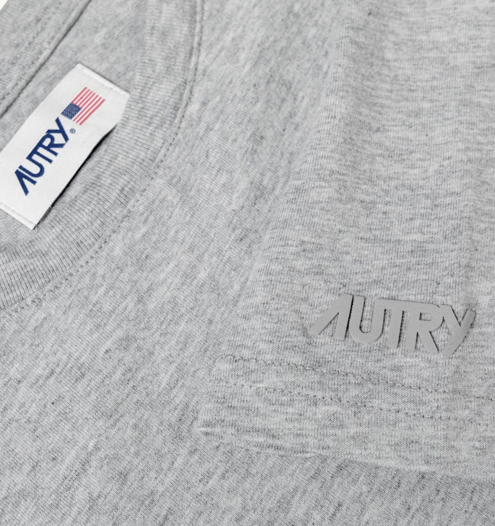 Autry T-shirt Melange Cotton Jersey Logo Top Uomo Grigie | 81035-GXWK