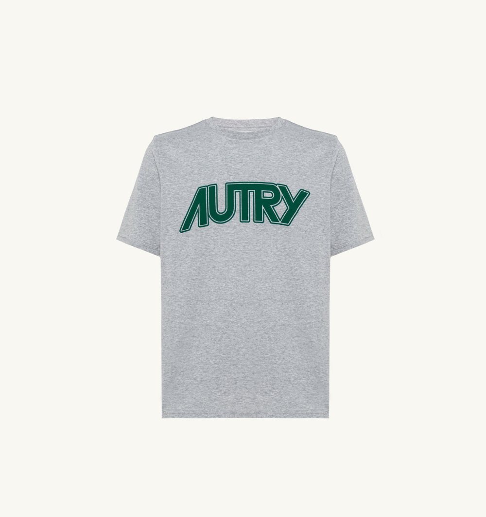 Autry T-shirt Melange Cotton Jersey Top Uomo Grigie | 95423-ZCKI